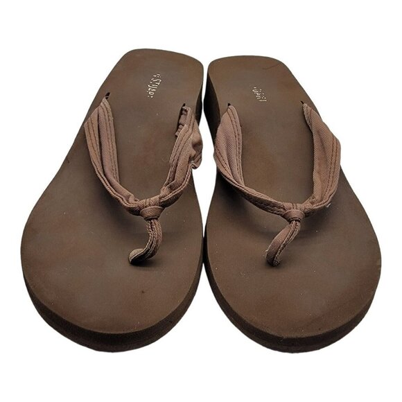 Vintage 90s Colin Stuart Chunky Platform Flip Flops Sz 8 Brown - Picture 2 of 10